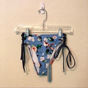 Cupshe Bikini Bottom Blue Floral Side Ties NWT New